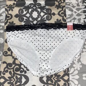 Ambrielle Black and White Polka Dot Panties